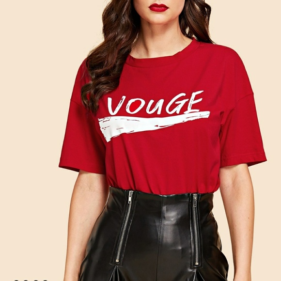 Tops - NEW!!! Vouge Lettering Vintage Style Red T-shirt